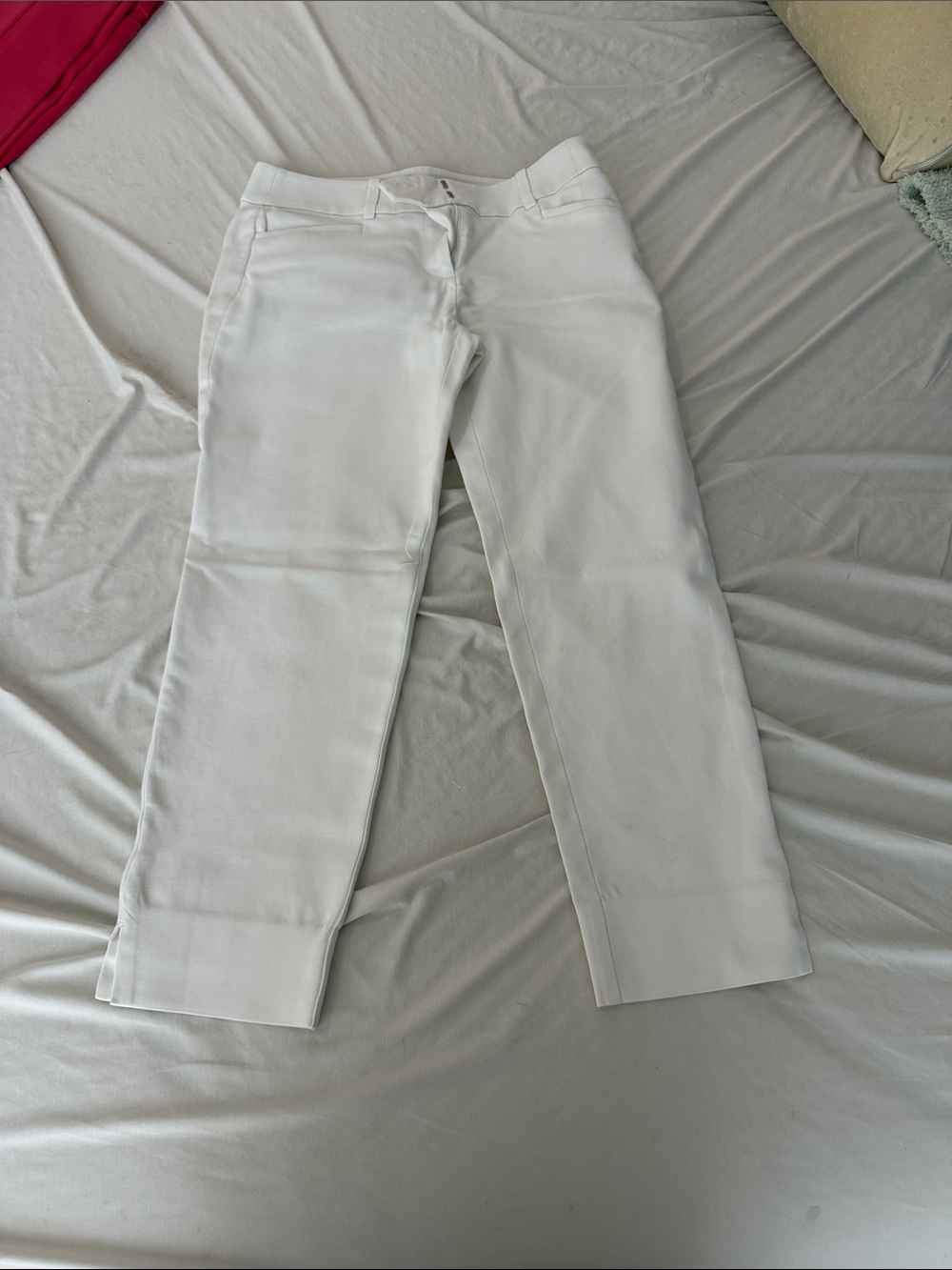 Crisp White Straight Leg Dress Pants